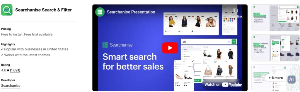 7. Searchanise Search & Filter